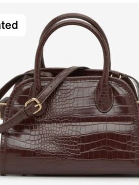 Kelly & Katie Mindy Satchel in Dark Brown Croc Print